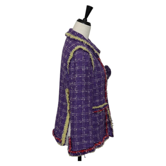 CHANEL Jacket Size 36 Jacket Tweed 34 Purple CC Auth 135090A