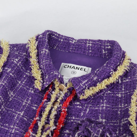CHANEL Jacket Size 36 Jacket Tweed 34 Purple CC Auth 135090A