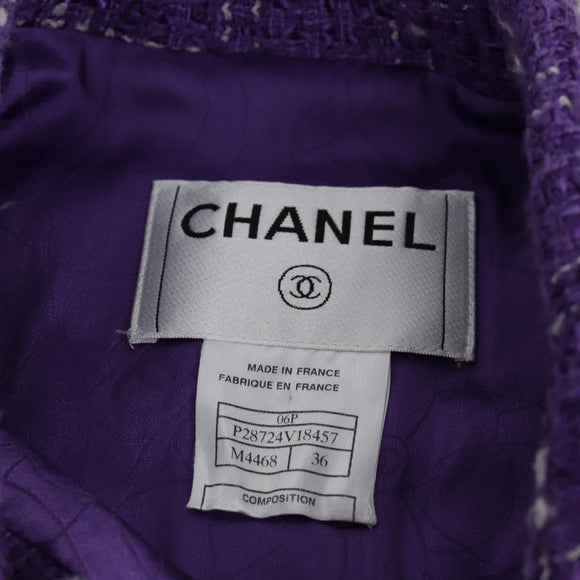 CHANEL Jacket Size 36 Jacket Tweed 34 Purple CC Auth 135090A