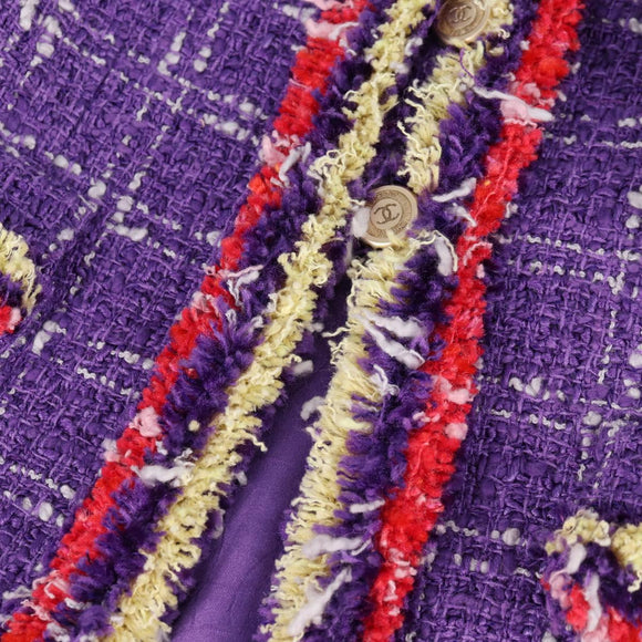 CHANEL Jacket Size 36 Jacket Tweed 34 Purple CC Auth 135090A