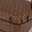 FENDI Zucchino Canvas Mamma Baguette Shoulder Bag PVC Beige Gold Auth 135115A-11