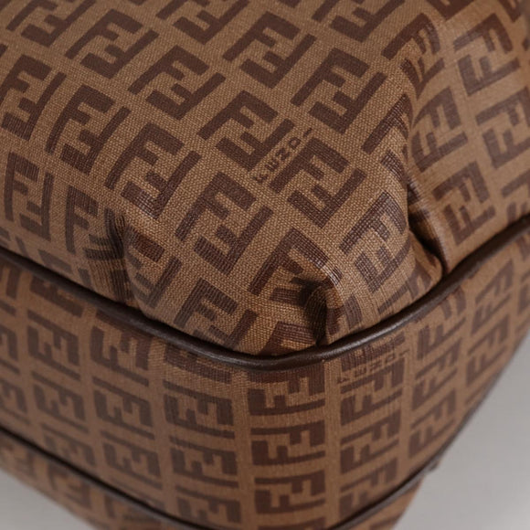 FENDI Zucchino Canvas Mamma Baguette Shoulder Bag PVC Beige Gold Auth 135115A