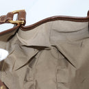 FENDI Zucchino Canvas Mamma Baguette Shoulder Bag PVC Beige Gold Auth 135115A-19