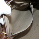 FENDI Zucchino Canvas Mamma Baguette Shoulder Bag PVC Beige Gold Auth 135115A-22