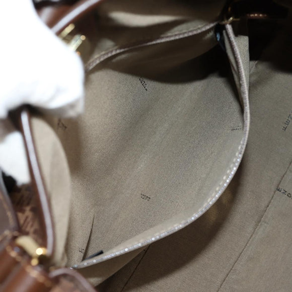 FENDI Zucchino Canvas Mamma Baguette Shoulder Bag PVC Beige Gold Auth 135115A
