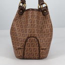 FENDI Zucchino Canvas Mamma Baguette Shoulder Bag PVC Beige Gold Auth 135115A-4