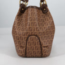 FENDI Zucchino Canvas Mamma Baguette Shoulder Bag PVC Beige Gold Auth 135115A-5