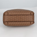 FENDI Zucchino Canvas Mamma Baguette Shoulder Bag PVC Beige Gold Auth 135115A-9