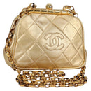 CHANEL Chain Shoulder Bag Lamb Skin Gold Tone CC Auth 135116A-1