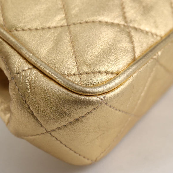 CHANEL Chain Shoulder Bag Lamb Skin Gold Tone CC Auth 135116A