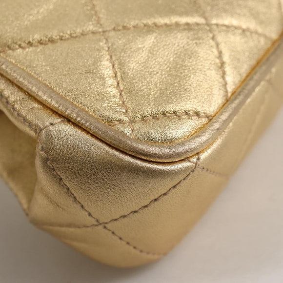 CHANEL Chain Shoulder Bag Lamb Skin Gold Tone CC Auth 135116A