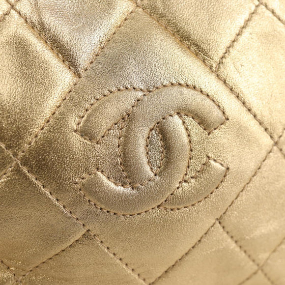 CHANEL Chain Shoulder Bag Lamb Skin Gold Tone CC Auth 135116A