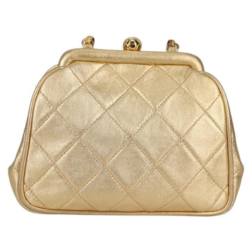 CHANEL Chain Shoulder Bag Lamb Skin Gold Tone CC Auth 135116A - 0