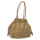 PRADA Hand Bag Nylon Beige Gold Auth 135148-1