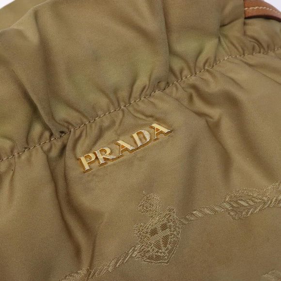 PRADA Hand Bag Nylon Beige Gold Auth 135148