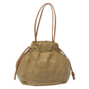 PRADA Hand Bag Nylon Beige Gold Auth 135148-13
