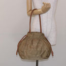 PRADA Hand Bag Nylon Beige Gold Auth 135148-25