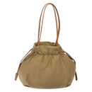 PRADA Hand Bag Nylon Beige Gold Auth 135148-2