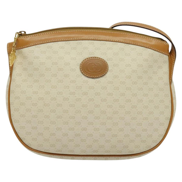 GUCCI Micro GG Supreme Shoulder Bag PVC Cream Gold Auth 135152