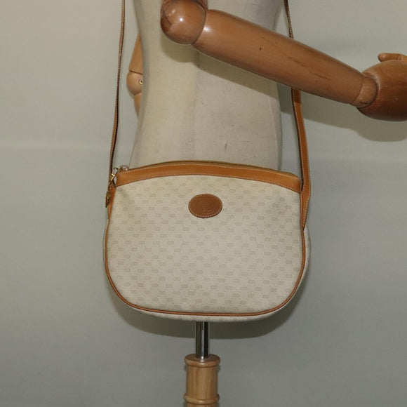 GUCCI Micro GG Supreme Shoulder Bag PVC Cream Gold Auth 135152