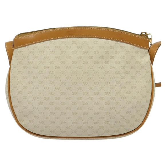 GUCCI Micro GG Supreme Shoulder Bag PVC Cream Gold Auth 135152