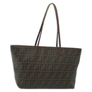 FENDI Zucca Canvas Tote Bag Black Brown Auth 135155-1