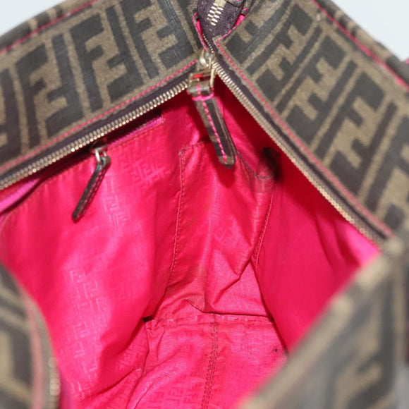 FENDI Zucca Canvas Tote Bag Black Brown Auth 135155