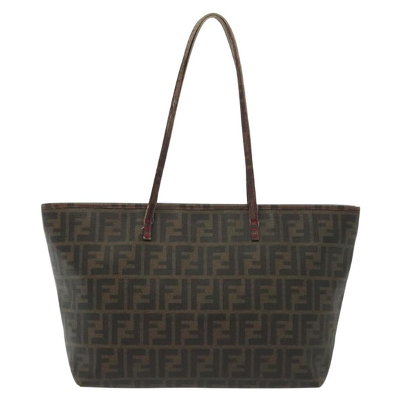 FENDI Zucca Canvas Tote Bag Black Brown Auth 135155