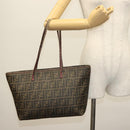 FENDI Zucca Canvas Tote Bag Black Brown Auth 135155-21
