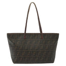 FENDI Zucca Canvas Tote Bag Black Brown Auth 135155-2