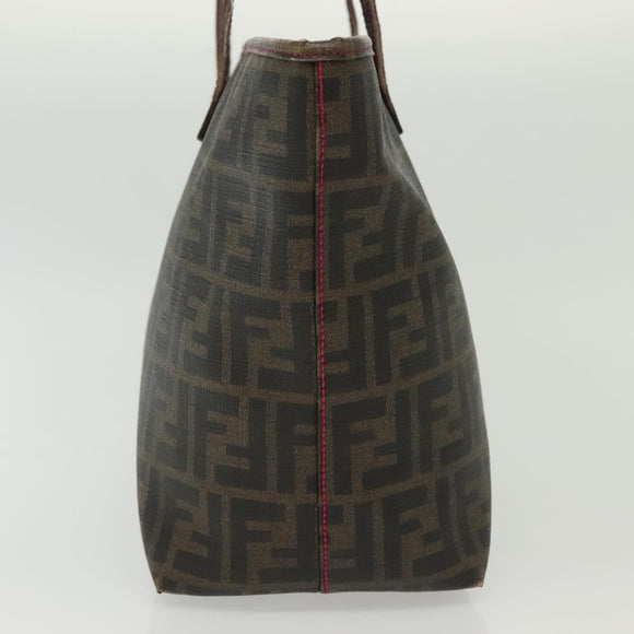FENDI Zucca Canvas Tote Bag Black Brown Auth 135155