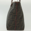 FENDI Zucca Canvas Tote Bag Black Brown Auth 135155-4