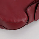 Salvatore Ferragamo Gancini Shoulder Bag Leather Wine Red Gold Auth 135156M-11