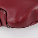 Salvatore Ferragamo Gancini Shoulder Bag Leather Wine Red Gold Auth 135156M-12