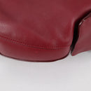 Salvatore Ferragamo Gancini Shoulder Bag Leather Wine Red Gold Auth 135156M-13