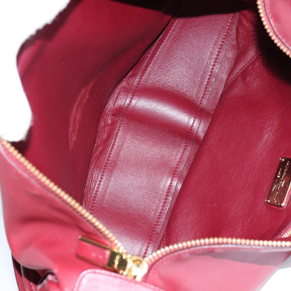 Salvatore Ferragamo Gancini Shoulder Bag Leather Wine Red Gold Auth 135156M