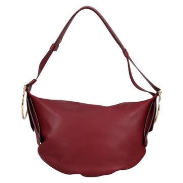 Salvatore Ferragamo Gancini Shoulder Bag Leather Wine Red Gold Auth 135156M - 0