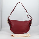 Salvatore Ferragamo Gancini Shoulder Bag Leather Wine Red Gold Auth 135156M-24