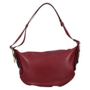 Salvatore Ferragamo Gancini Shoulder Bag Leather Wine Red Gold Auth 135156M-3