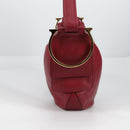 Salvatore Ferragamo Gancini Shoulder Bag Leather Wine Red Gold Auth 135156M-4