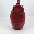 Salvatore Ferragamo Gancini Shoulder Bag Leather Wine Red Gold Auth 135156M-5