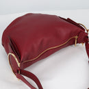 Salvatore Ferragamo Gancini Shoulder Bag Leather Wine Red Gold Auth 135156M-6