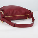 Salvatore Ferragamo Gancini Shoulder Bag Leather Wine Red Gold Auth 135156M-7