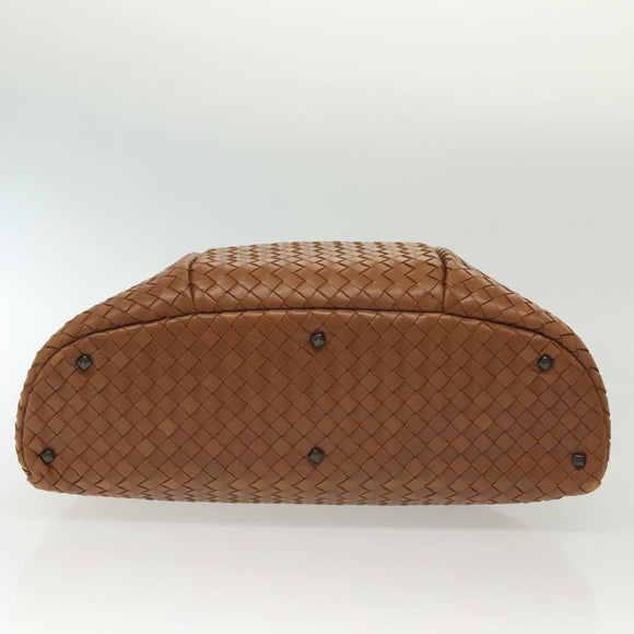 BOTTEGA VENETA INTRECCIATO Hand Bag Leather Brown Silver Auth 135158