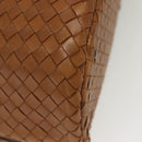 BOTTEGA VENETA INTRECCIATO Hand Bag Leather Brown Silver Auth 135158-15