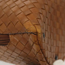 BOTTEGA VENETA INTRECCIATO Hand Bag Leather Brown Silver Auth 135158-9
