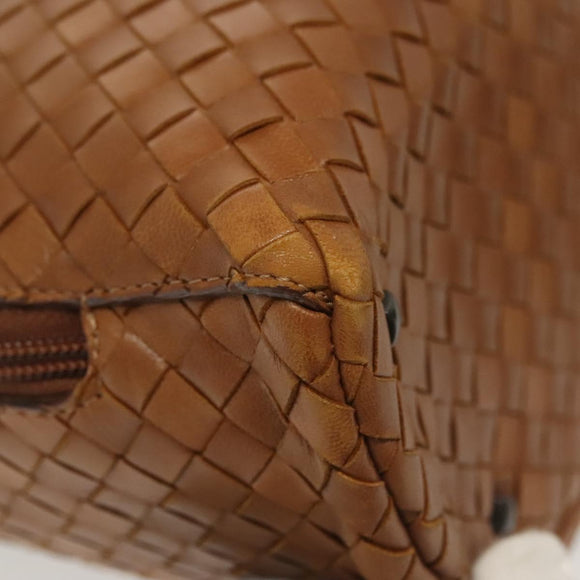 BOTTEGA VENETA INTRECCIATO Hand Bag Leather Brown Silver Auth 135158