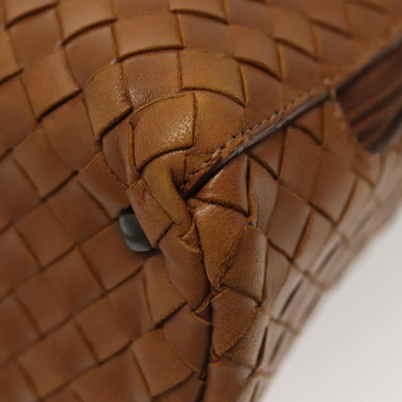 BOTTEGA VENETA INTRECCIATO Hand Bag Leather Brown Silver Auth 135158