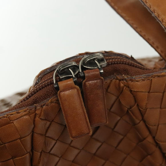 BOTTEGA VENETA INTRECCIATO Hand Bag Leather Brown Silver Auth 135158