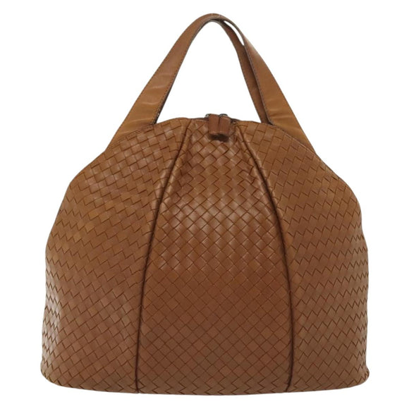 BOTTEGA VENETA INTRECCIATO Hand Bag Leather Brown Silver Auth 135158